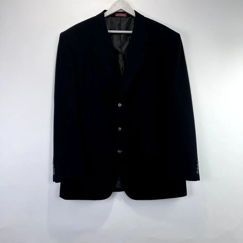 Rossi Umberto Rossi‎ Men Suit Wool 100% Black 3 Buttons down Size 44R/Large